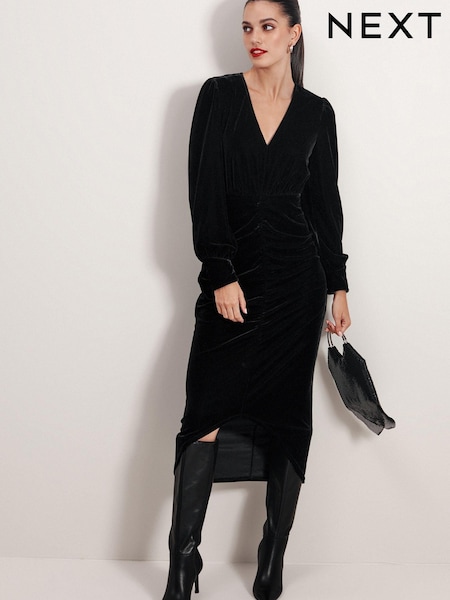Black Velvet Midi Dress (D52275) | €29