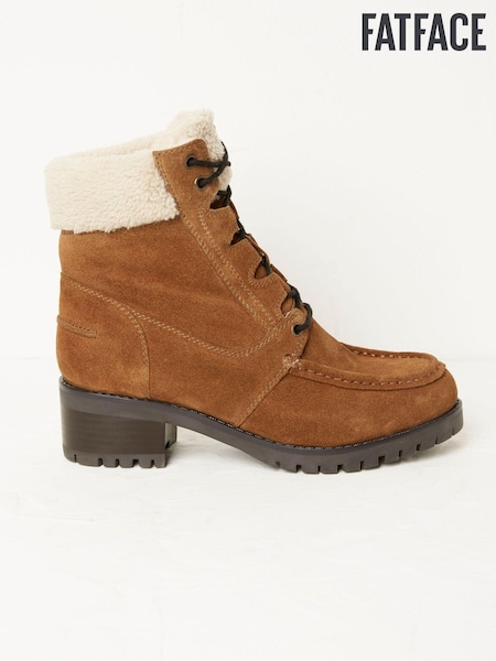 FatFace Brown Tory Apron Ankle Heel Boots (D52622) | €56