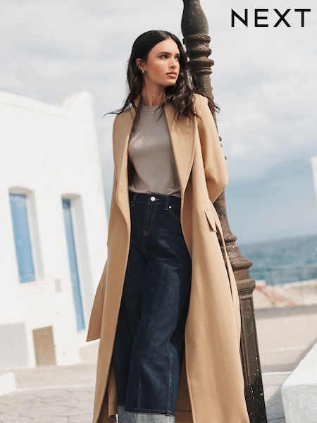 Camel Belted Long Coat (D52860) | €24.50
