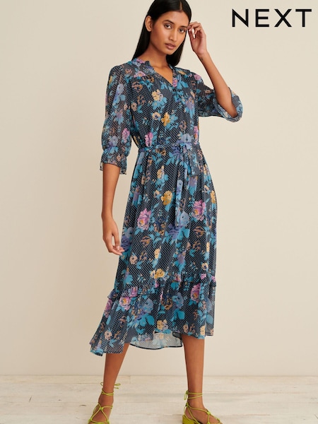 Marineblau/blau - Chiffon Midi Dress (D52884) | 18 €