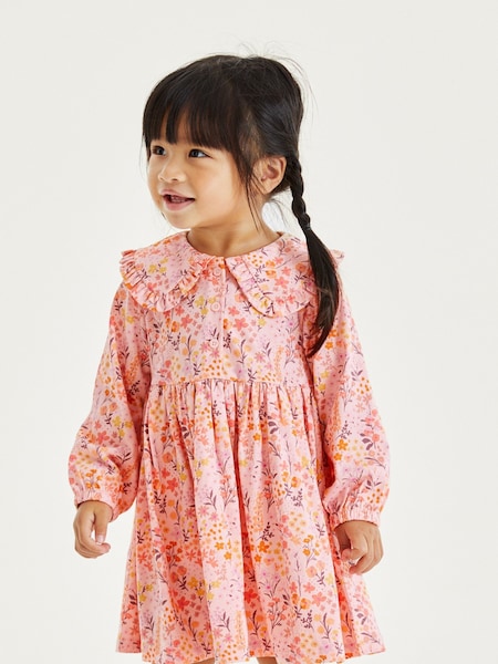 Pink Floral Long Sleeve Tea Dress (3mths-7yrs) (D53218) | €6.50 - €7.50