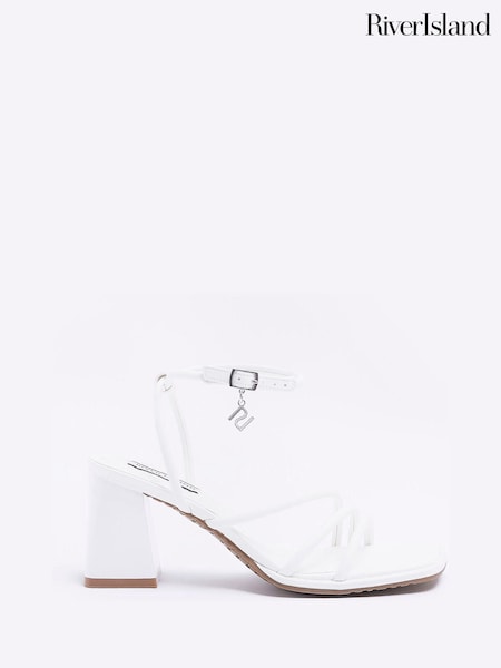 River Island White Strappy Block Heeled Sandals (D53293) | €17.50