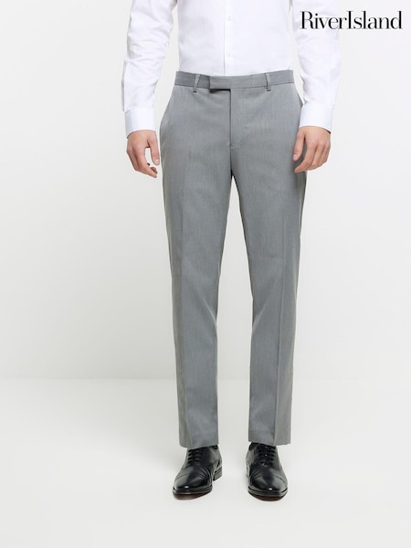 River Island Grey Skinny Twill Suit Trousers (D53345) | 86 QAR