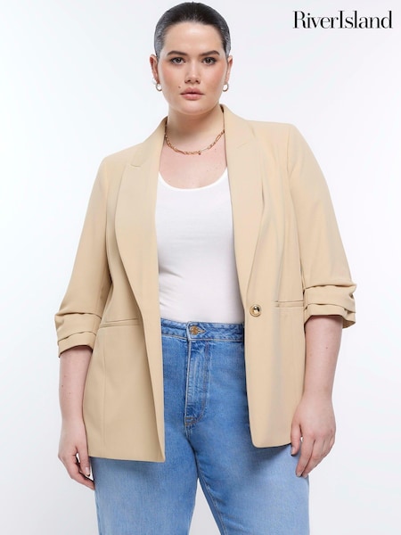 River Island Beige Pleated Sleeve Blazer (D53643) | €30