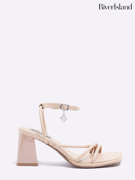 River Island Beige Strappy Block Heeled Sandals (D54015) | €15