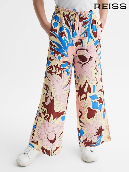 Reiss Lilac Liv 4-9 yrs Floral Printed Straight Leg Trousers (D54749) | AED317