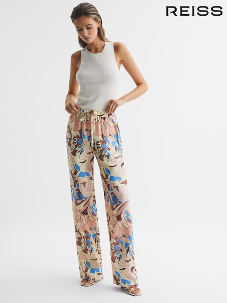 Reiss Liv Floral Printed Wide Leg Trousers (D54767) | ‏1,094‏₪