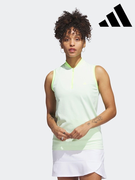 adidas Golf Lime Green Ultimate 365 Tour PRIMEKNIT Sleeveless Polo Shirt (D54957) | €35