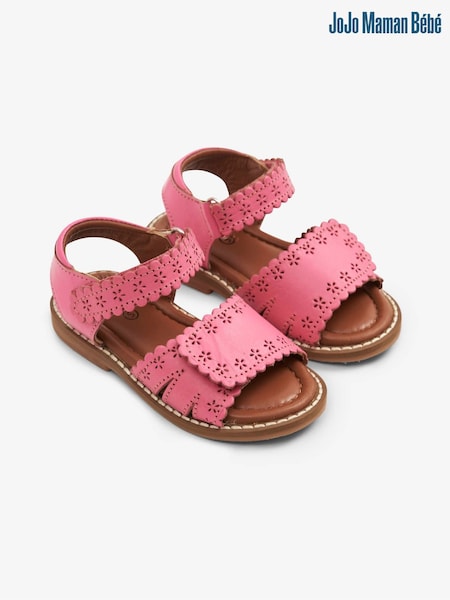 JoJo Maman Bébé Pink Pretty Leather Sandals (D55351) | €38