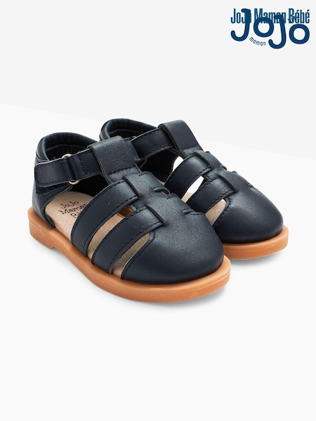 JoJo Maman Bébé Navy Blue Closed-Toe Leather Sandals (D55352) | €18.50