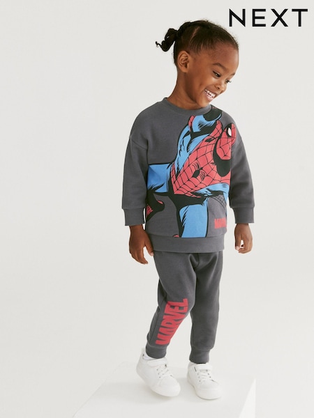 Anthrazitgrau - Marvel Spider-Man Jersey Sweatshirt And Joggers Set (3mths-8yrs) (D55405) | 7 € - 8 €