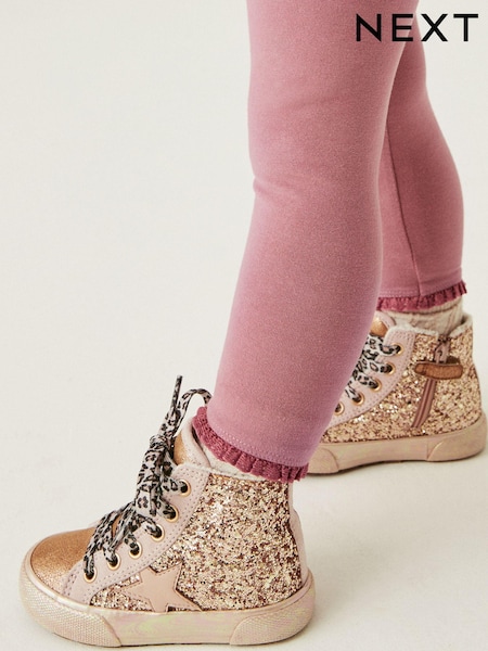 ذهبي براق - Glitter Fleece Lined Lace-Up High Top Trainers (D55446) | ‏100 ر.س.‏ - ‏108 ر.س.‏