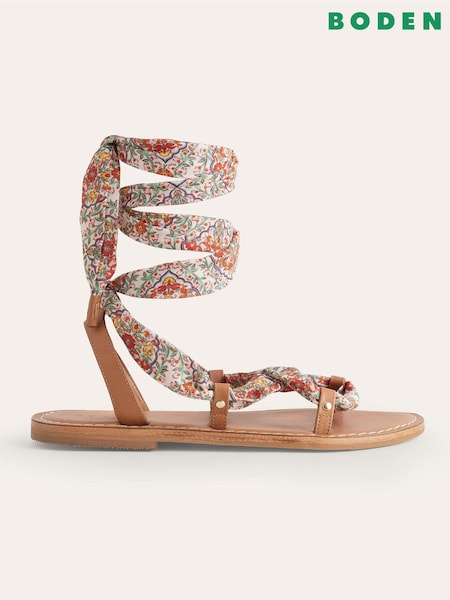 Boden Brown Scarf Wrap Sandals (D55492) | €31