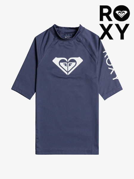 Albastru - Roxy Girls Whole Hearted Mânecă scurtă Rash Vest (D55576) | 89 LEI