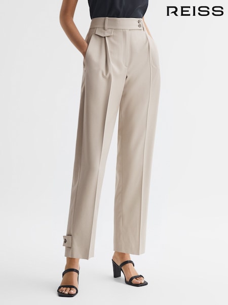 Reiss Stone River High Rise Cropped Tapered Trousers (D55747) | €58