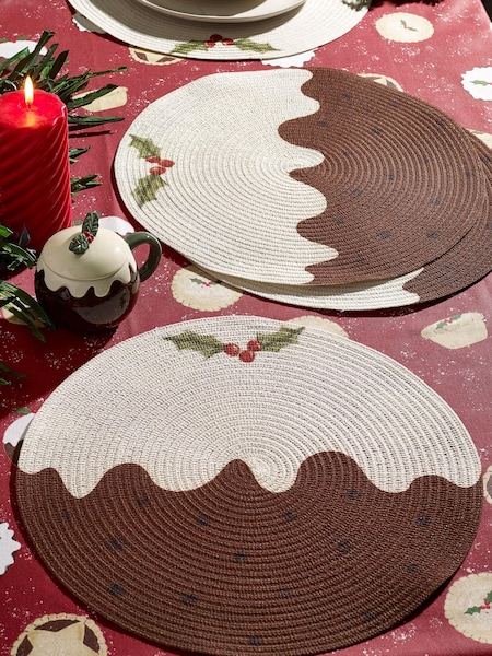 Set of 4 Natural Christmas Pudding Placemats (D55872) | €8.50
