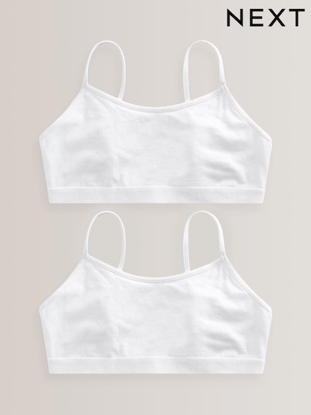 White 2 Pack Strappy Crop Top With Back Fastener (7-16yrs) (D56554) | € 7 - € 9