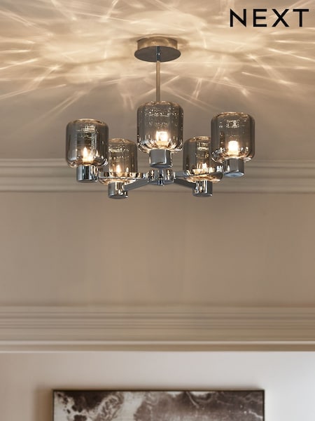Chrome Jensen 5 Light Flush Fitting Ceiling Light (D56853) | €131