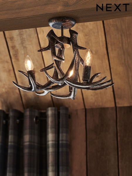 Black Antler 3 Light Ceiling Light Fitting (D56858) | €131