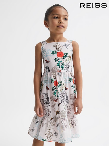 Reiss Ivory Print Marcie 9-12 yrs Printed Strappy Dress (D56890) | ₪430
