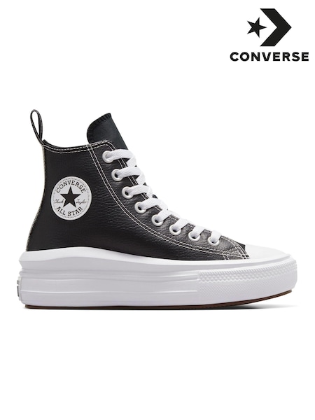 Converse Black/White Move Leather Platform Youth High Top Trainers (D56971) | €80