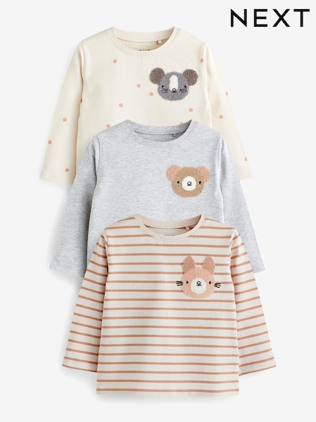 rožnata/Cream - Character Long Sleeve Cotton T-Shirts 3 Pack (3mths-7yrs) (D57084) | € 15 - € 19
