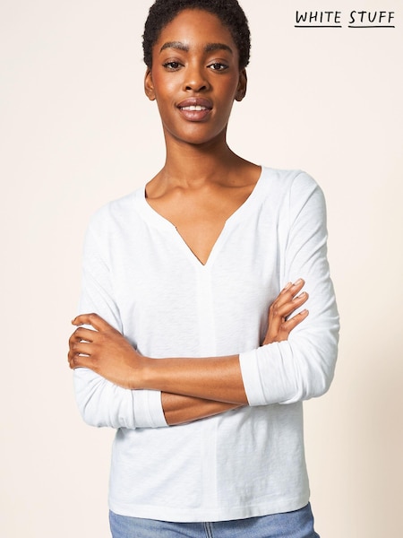White Stuff White 100% Cotton Long Sleeve Nelly T-Shirt (D57241) | €38