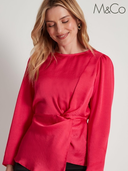 M&Co Pink Satin Twist Shell Top (D57429) | €21