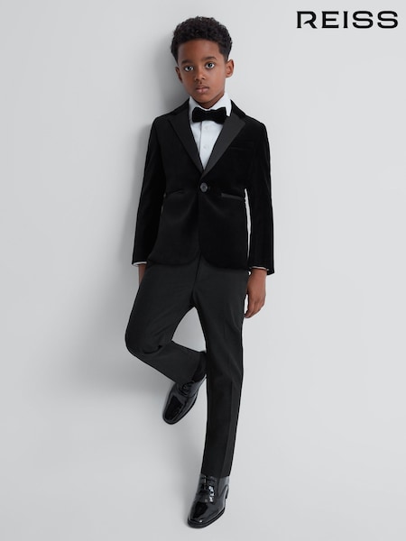 Reiss Black Knightsbridge 3-9 yrs Tuxedo Satin Stripe Trousers (D57486) | OMR37