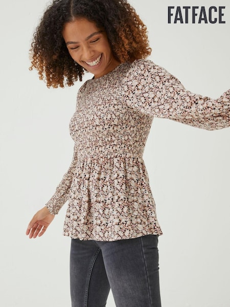 FatFace Brown Meadow Spring Fran Shirred Top (D57532) | €27