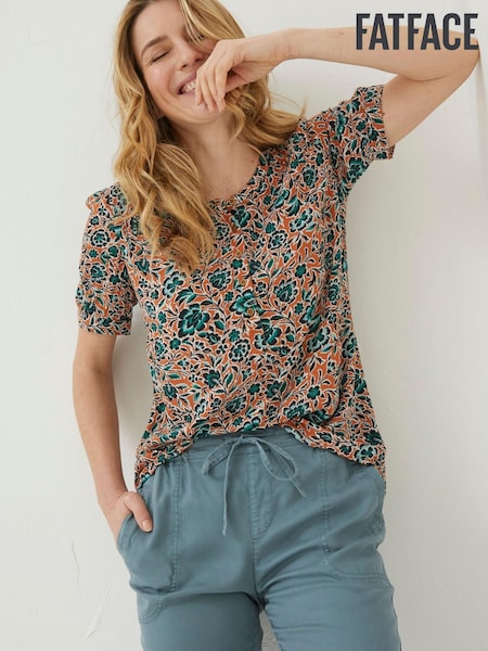 FatFace Orange Jodie Sketched Floral Blouse (D57543) | €26