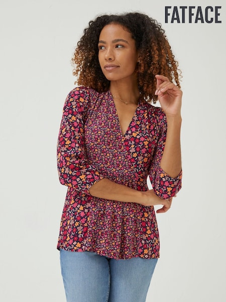 FatFace Red Frankie Retro Wrap Blouse (D57574) | €30