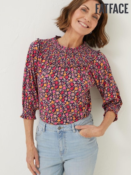 FatFace Sienna Retro Ditsy Smock Top (D57885) | €25