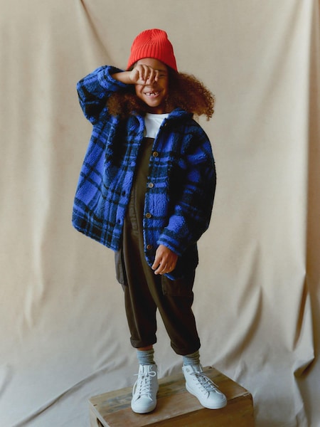 Kobaltblau kariert - Teddy Borg Fleece Shacket (3-16yrs) (D58093) | 6 € - 7 €