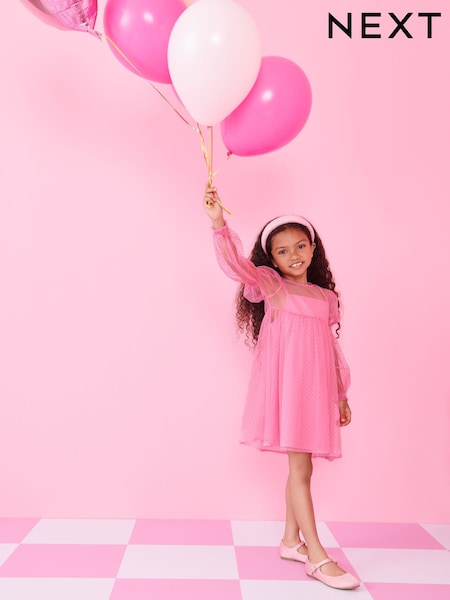 Pink Shirred Mesh Dress (3-16yrs) (D58177) | € 6 - € 8