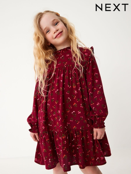 Jagodno rdeča - Ditsy Print High Neck Long Sleeve Dress (12mths-16yrs) (D58189) | € 9 - € 15