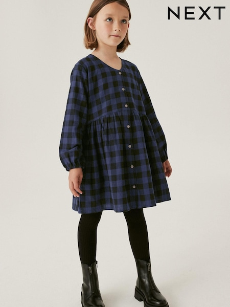 modra/črna - Check Relaxed Dress (3-16yrs) (D58193) | € 11 - € 15