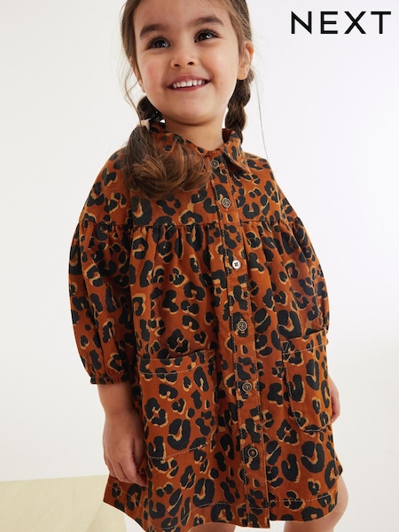 Svetlo rjava/živalski vzorec - Cotton Shirt Dress (3mths-8yrs) (D58224) | € 12 - € 15
