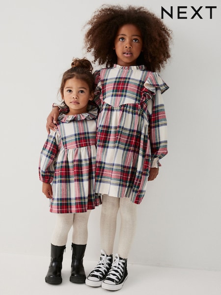 Cream/Red Ruffle Collar Dress (3mths-8yrs) (D58250) | €7 - €9