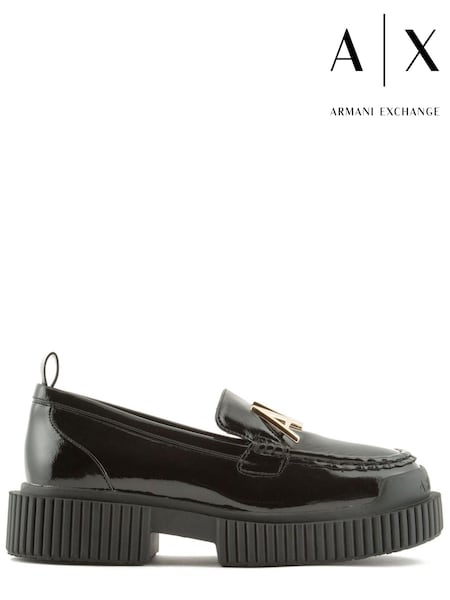Armani Exchange Chunky Sole Patent Black Loafers (D58282) | €127