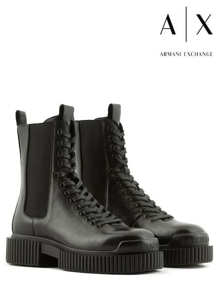 Armani Exchange Chunky Sole Lace Black Boots (D58284) | €165