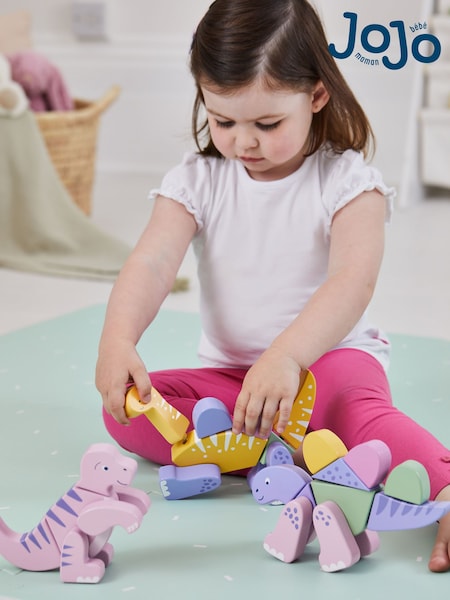 JoJo Maman Bébé Pink Wooden Transforming Dinosaur Playset (D58407) | €36.50