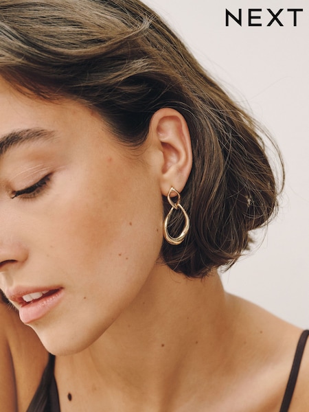 Gold Tone - Open Link Drop Earrings