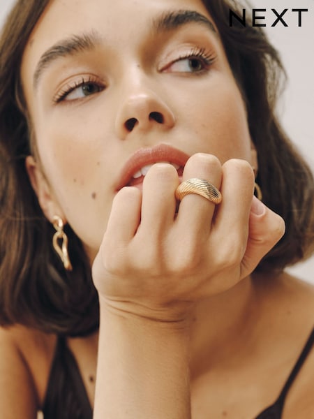 Gold Tone - Dome Etched Ring