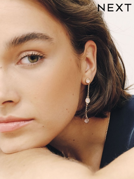 Gold Tone - Pearl Effect Drop Earrings