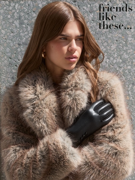 Black - Friends Like These Leather Look Gloves