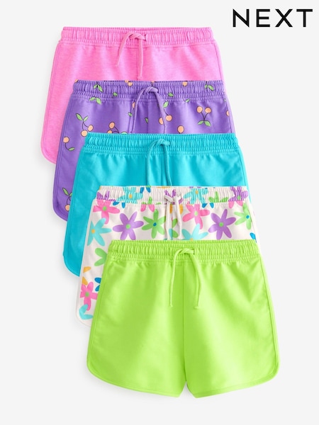 Purple/Pink/Blue/Lime/Floral Brights 5 Pack 100% Cotton Shorts (3-16yrs) (D58778) | € 11 - € 17
