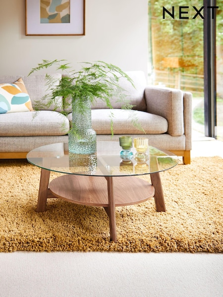 Dark Marlow Glass Oak Effect Round Coffee Table (D58831) | €155