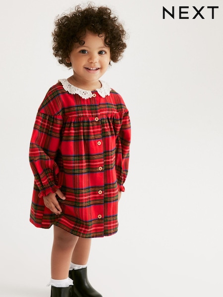 Red Check Lace Collar Dress (3mths-8yrs) (D58845) | €15 - €18
