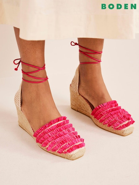 Boden Pink Ankle Tie Wedge Espadrilles (D58939) | €70